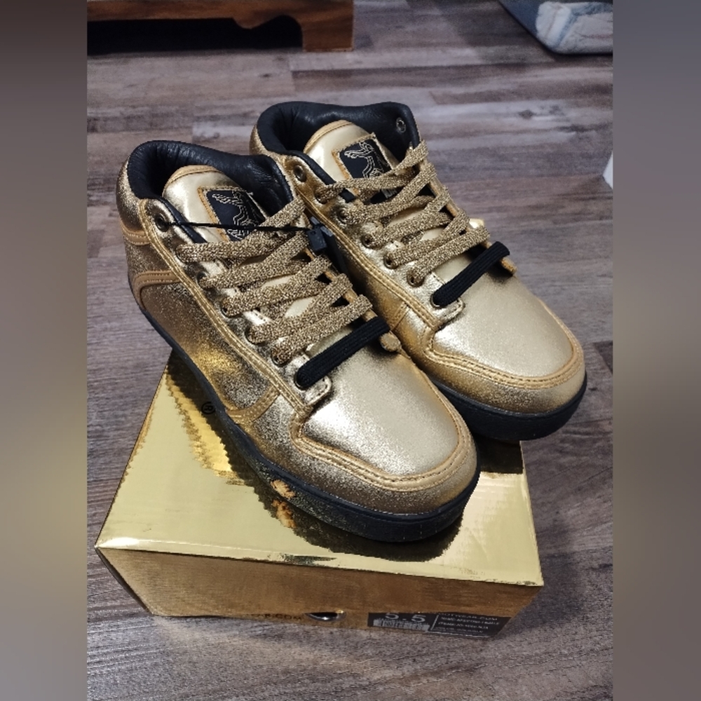 Boy's Gold and Black Sneakers